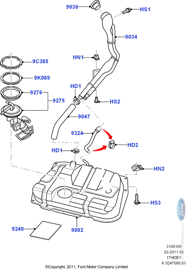 Схема топливного бака форд фокус 3