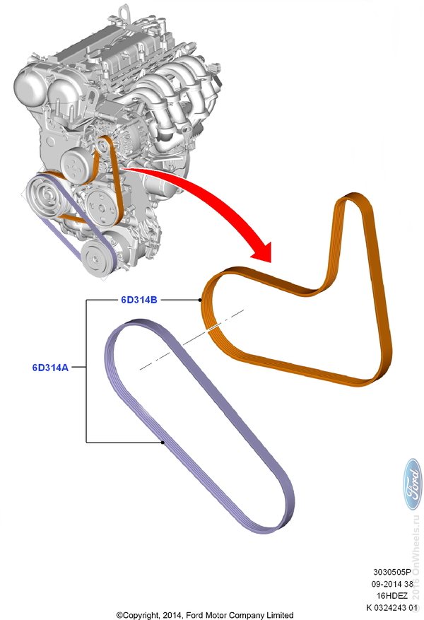 Схема приводного ремня ford focus 3