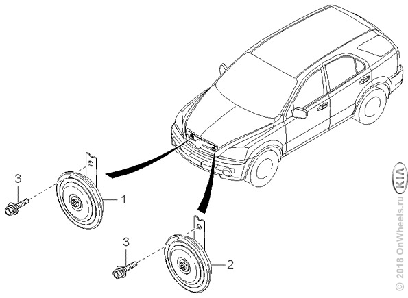 Расположение звукового сигнала на киа селтос