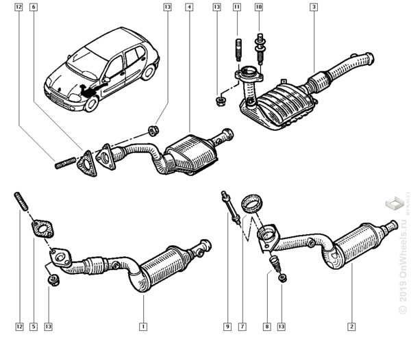 Схема выхлопной системы рено логан 2