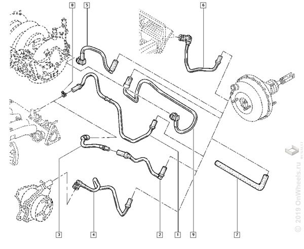 Схема тормозных трубок рено лагуна 1