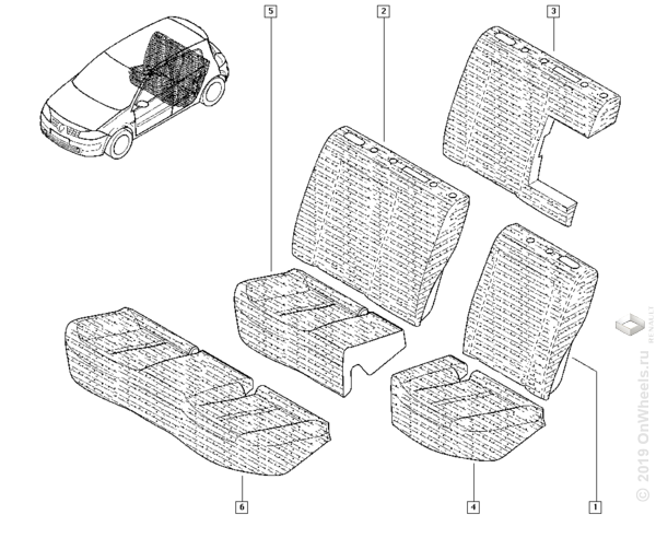 Сиденья рено меган 2 задние