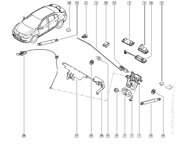 Схема замка багажника рено логан 1 - 88 фото